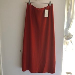 Burnt orange satin skirt